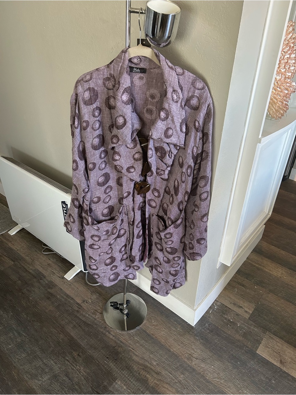 Made in Canada 🇨🇦 Lilac Circle-Print Linen-Blend with Toggle Closure